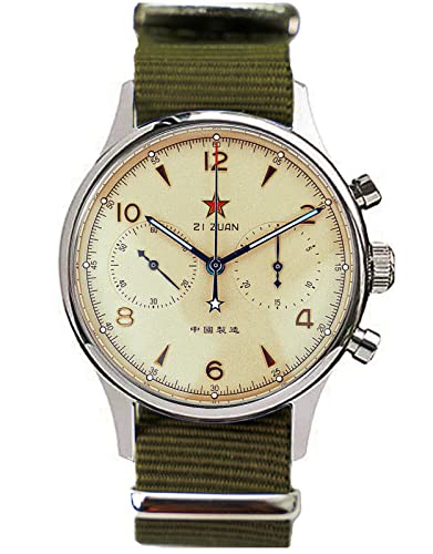 SU1962Z40X Herren-Chronograph mit Schwanenhals und Seemöwe 1962 (New Seagull 1963), 40 mm, leuchtendes Saphirglas, echtes Nylonband, ST1901, Uhrwerk, grün, 40 mm, Armband von Sugess