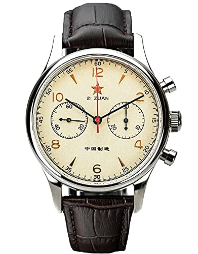 Gold SWAN Neck Seagull 1963 40MM Saphirglas x Drak Brown ST1901 Herren Chronograph Uhr 1963 SU1963R40X, braun, 40 mm, Armband von Sugess