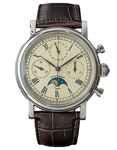 Sugess Gold Swan Neck SUM199BX MoonPhase Master Seagull ST1908 Movement Saphirglas Herren Chronograph Mechanische Uhr 1963, Schwarz , 40 mm, Armband von Sugess