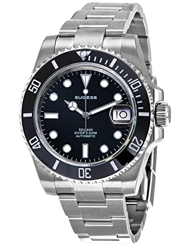 High-Beat 28800 bph Ocean Star 200M Wasserdichtigkeit 316L Edelstahl Keramik Lünette Automatik Mechanische Taucher Herren Armbanduhr SW116610LN, Silber, Armband von Sugess