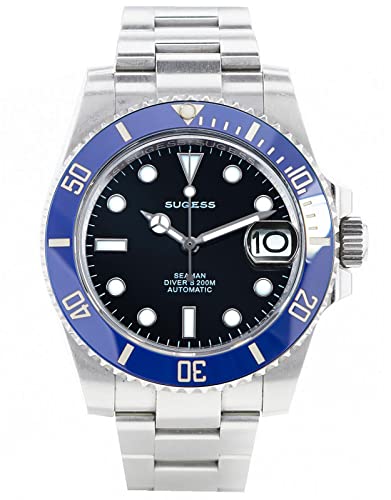 Sugess Ocean Star Herren-Armbanduhr, wasserdicht, 316L, Edelstahl, Keramik-Lünette, NH35A, automatisch, mechanisch, Taucher, SP126619LB, silber von Sugess