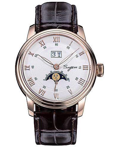 S437.04 Big Date MoonPhase Master Seagull ST2528 Bewegung Saphirglas Herren Automatische Mechanische Uhr 1963, Rosegold, 41 mm von Sugess