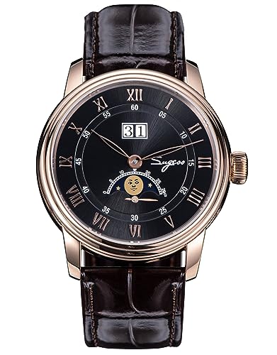 S437.05 Big Date MoonPhase Master Seagull ST2528 Bewegung Saphirglas Herren Automatische Mechanische Uhr 1963, Rosegold, 41 mm von Sugess