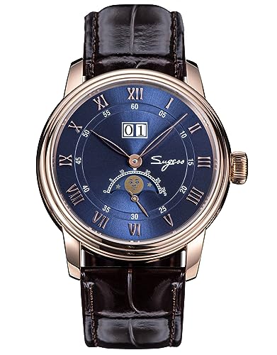 S437.06 Big Date MoonPhase Master Seagull ST2528 Bewegung Saphirglas Herren Automatische Mechanische Uhr 1963, Rosegold, 41 mm von Sugess