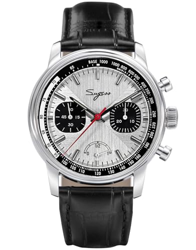 S438.04.K Power Reseve ST1906 Saphirglas Chrono Mechanische Uhr Möwe 1963, silber, Armband von Sugess