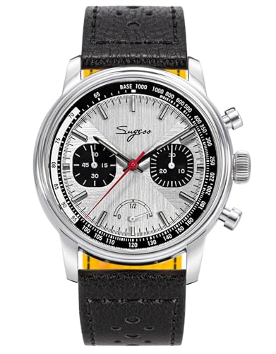 S438.04.Y Power Reseve ST1906 Saphir Chrono Mechanische Uhr Möwe 1963, silber, Armband von Sugess