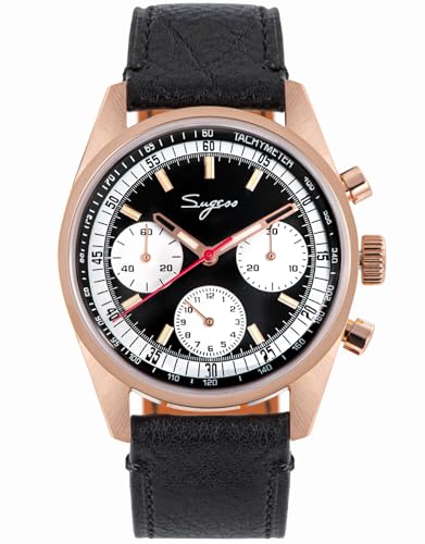 S442.03.LK Chrono Heritage Fashion Mechanische Herrenuhr Leder Seagull 1963 Rosegold von Sugess