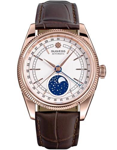 S452.GW.B MoonPhase Master ST2108 Uhrwerk Saphirglas Herren Automatik Mechanische Uhr, Rosegolds452.gw.b, 40 mm, Armband von Sugess