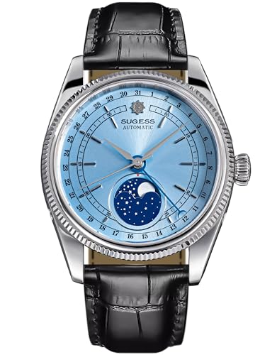 S452.SE.K MoonPhase Master ST2108 Movement Saphirglas Herren Automatik Mechanische Uhr, silber, 40 mm, Armband von Sugess