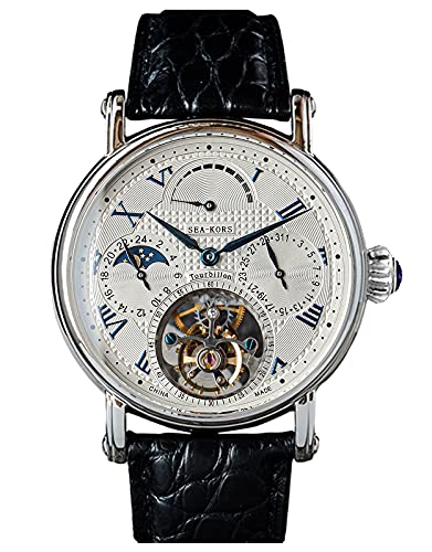 SE8007SW Seakors Tourbillon Seagull ST8007 Uhrwerk Saphirglas Herren Mechanische Uhr 1963, Armband von Sugess