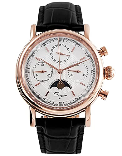 SU1908GKX Swan Neck MoonPhase Master Seagull ST1908 Uhrwerk Saphirglas Herren Chronograph Mechanische Uhr 1963, Schwarz , 40 mm, Armband von Sugess