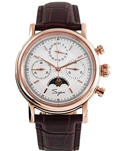 SU1908GW MoonPhase Master Seagull ST1908 Uhrwerk Saphirglas Herren Chronograph Mechanische Uhr 1963, braun, 40 mm, Gurt von Sugess