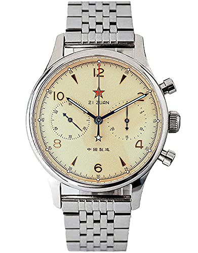 SU1962S40 Seagull 1962 (New 1963) 40 mm Stahl neue Ver. Saphirglas ST1901 Uhrwerk Herren Chronograph Herren Armbanduhr, silber, 40 mm, Armband von Sugess