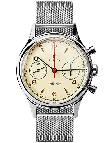 SU1963M Seagull ST1901 Uhrwerk Saphir Kristall Herren Panda Chronograph Pilot Armbanduhr 1963, Champagner von Sugess