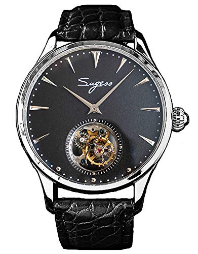 SU8000ISB Tourbillon Master Seagull ST8000 Uhrwerk Saphirglas Herren Mechanische Uhr 1963, Schwarz , 40 mm, Armband von Sugess