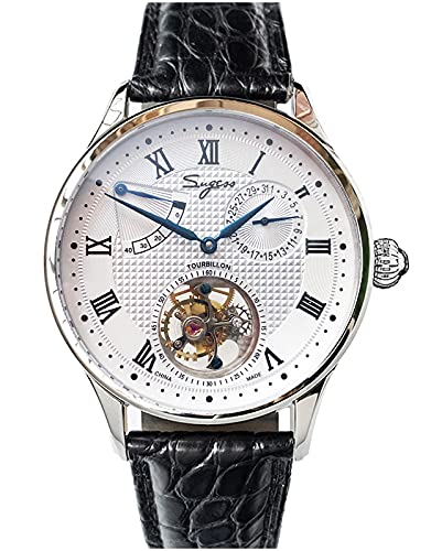SU8001SW Tourbillon Master Seagull ST8001 Uhrwerk Saphirglas Herren Mechanische Uhr 1963, Schwarz , 41 mm, Armband von Sugess