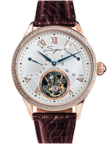SU8004RGD Tourbillon Master Seagull ST8004 Uhrwerk Saphirglas Herren Mechanische Armbanduhr 1963, braun von Sugess