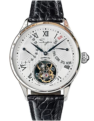 SU8004SBE Tourbillon Master Seagull ST8004 Uhrwerk Saphirglas Herren Mechanische Uhr 1963, Armband von Sugess