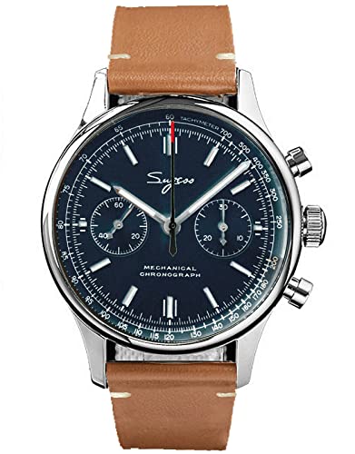 SUCHP003L Herren-Armbanduhr, 40 mm, Gold, Schwanhals, Chrono, Möwe, ST1901, Uhrwerk, Saphirkristall, 1963, Silber von Sugess