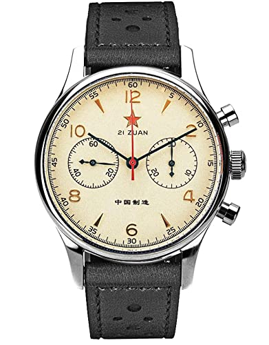 SUCHP010Y Herren-Armbanduhr, 40 mm, Gold, Schwanhals, Pliot, Chrono, Premier Seagull ST1901 Uhrwerk, Saphirkristall, 1963, Silber von Sugess