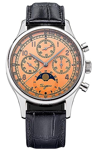 SUGESS Seagull ST1908 40 mm Kupfer Mondphase Datum Chronograph Saphir 1963 BNIB, Orange von Sugess