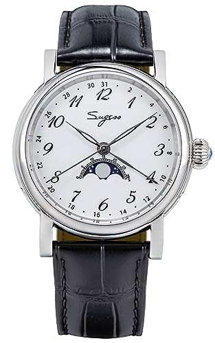 SUGESS Seagull ST2108 Automatische Mondphase, Saphir-Emaille, Hi Beat, 1963, Silber, BNIB, weiß, Modern von Sugess