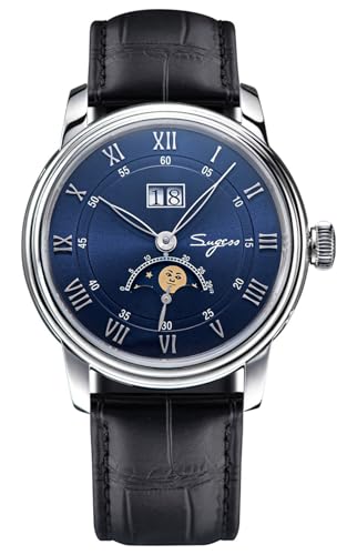 SUGESS Seagull ST2528 Automatische Mondphase Saphir Display Blau Silber 1963 BNIB, blau, Modern von Sugess