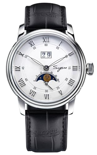 SUGESS Seagull ST2528 Automatische Mondphasen-Saphir-Anzeige, Weiß-Silber, 1963 BNIB, weiß, Modern von Sugess