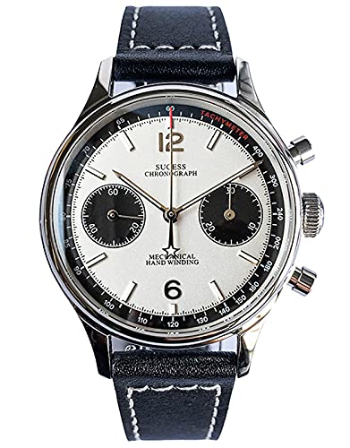 SUPAN001SN V3 Zifferblatt Gold Schwanenhals Möwe ST1901 Uhrwerk Saphirglas Herren Panda Chronograph Uhr 1963, weiß, 38 mm, Vintage-Stil von Sugess