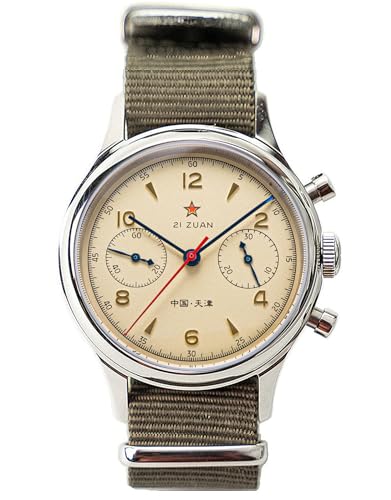 Seagull 1963 Herren-Chronograph, Pilotenuhr, 38 mm, Schwanenhals mit extra braunem Lederband, ST1901-Uhrwerk, Saphirglas, silberfarbenes Armband, Silber, Armband von Sugess