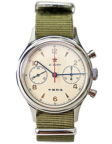 Seagull C1963N Herren-Chronograph, Zifferblatt mit extra schwarzem Lederband, ST1901-Uhrwerk, Saphirglas, Pilotenuhr von Sugess