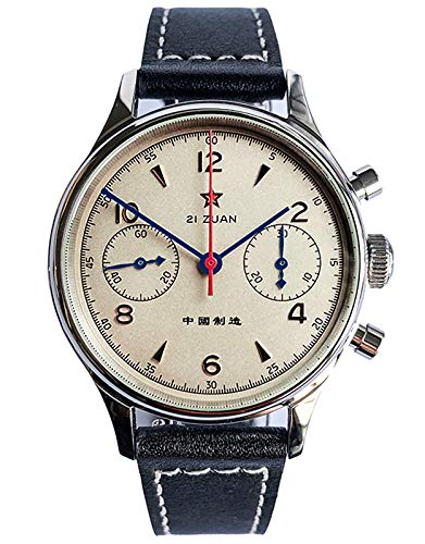 C1963BK Seagull 1963 "中国制造 Dial + Extra Nylon Band ST1901 Saphirglas Herren Chronograph Armbanduhr, Schwarz , 38 mm, Armband von Sugess