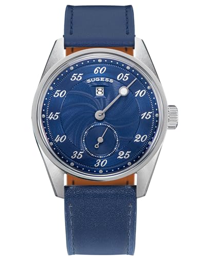 Sugess Art Master 38 mm Jump Hour One Pointer Möwe ST1721 Uhrwerk, mechanische Vintage-Uhr, S451-1.X.E, Silber, Silber von Sugess