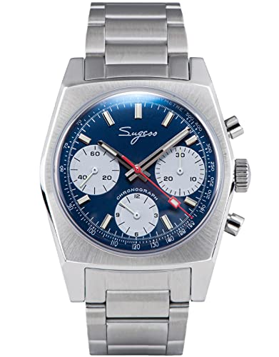 Sugess Chrono Heritage Deepblue Panda Zifferblatt 316l Stahl mechanische Herrenuhr Möwe 1963, silber von Sugess