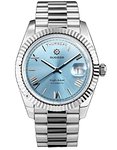 Sugess S433.01 DD Datum und Tag Business Möwe ST2146 Automatische mechanische Herrenuhr, silber, Kleid von Sugess