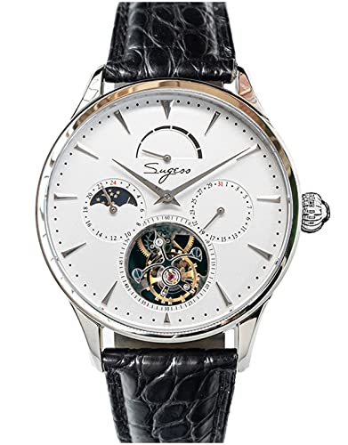 Sugess SU8007SW2 Tourbillon Master Seagull ST8007 Uhrwerk Saphirglas Herren Mechanische Uhr 1963, silber, 41 mm, Armband von Sugess