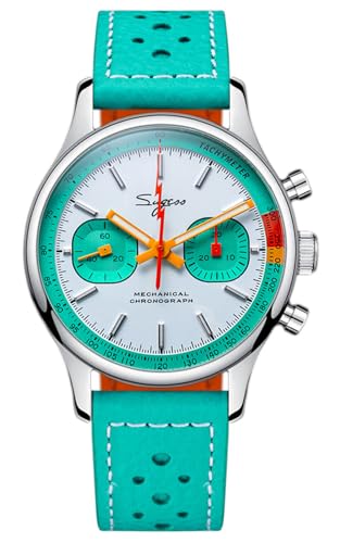 Sugess Seagull ST1901 Panda 40 mm Aqua Green Racing Chronograph Saphir 1963 BNIB von Sugess