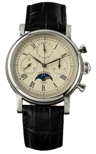 Sugess Seagull ST1908 Chronograph, Mondphase, Datum, 40 mm, elfenbeinfarben, Saphirsilber, 1963 BNIB, elfenbeinfarben, Armband von Sugess