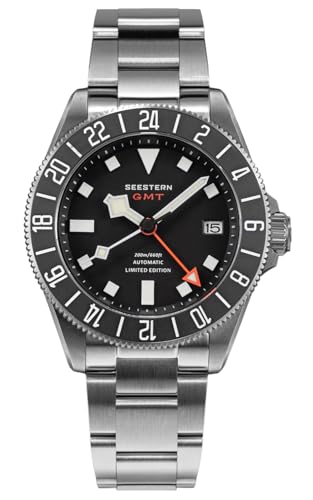 Sugess Seestern Titan-Serie, GMT, Schwarz, NH34, Saphir, 200 m Taucher, Tauchen, BNIB von Sugess