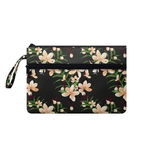 Suhoaziia Damen-Handtasche mit Blumendruck, Kreditkartenhalter, Handy, Scheckbuch, Organizer, Schlüsselband, Geldbörse für Damen, tragbare Clutch von Suhoaziia