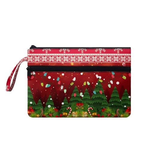 Suhoaziia Damen-Handtasche mit Reißverschluss, große Kapazität, Handy-Organizer, Geldbörse mit Vordertasche, Weihnachtsbäume, Medium von Suhoaziia