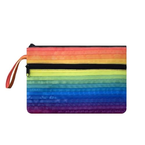 Suhoaziia Damen-Handtaschen mit Handgelenk, Kreditkartenhalter, Handy, Scheckbuch, Organizer, Kosmetiktasche zum Tragen von Münzen, Lippenstift, Regenbogen-Druck, Medium von Suhoaziia