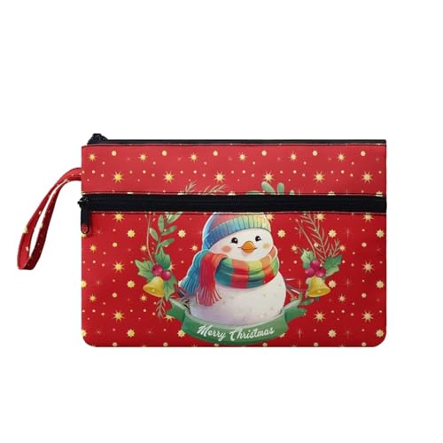 Suhoaziia Damen-Handtaschen mit Handgelenk, Kreditkartenhalter, Handy, Scheckbuch, Organizer, Kosmetiktasche zum Tragen von Münzen, Lippenstift, Weihnachts-Schneemann, M von Suhoaziia