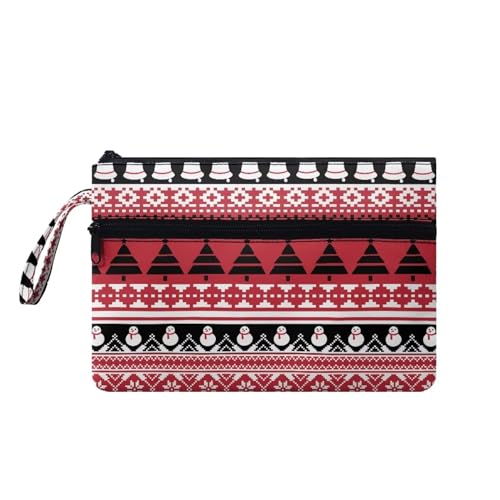 Suhoaziia Damen-Handtaschen mit Handgelenk, Kreditkartenhalter, Handy, Scheckbuch, Organizer, Kosmetiktasche zum Tragen von Münzen, Lippenstift, Weihnachts-Tribal-Druck, M von Suhoaziia