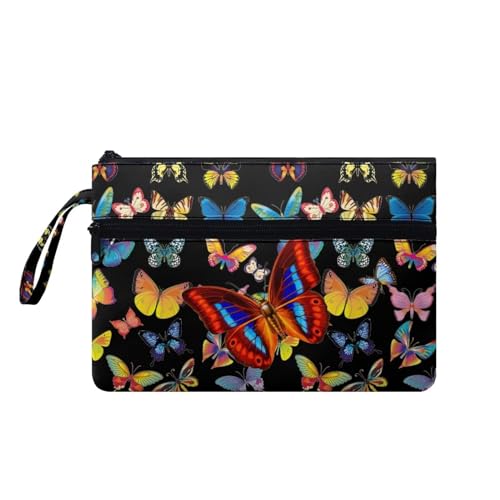 Suhoaziia Damen-Handtaschen mit Handgelenk, bunt, Schmetterling, Handyhalter, Taschen, Schlüsselband, Geldbörse für Damen, viel Platz, Reißverschluss-Tasche, Make-up-Taschen von Suhoaziia