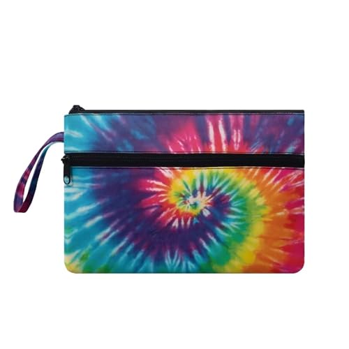 Suhoaziia Damen-Handtaschen mit Handgelenkschlaufe, Kreditkartenhalter, Reise-Organizer, Geldbörse, leichte Kosmetiktasche, Regenbogenfarben., M von Suhoaziia