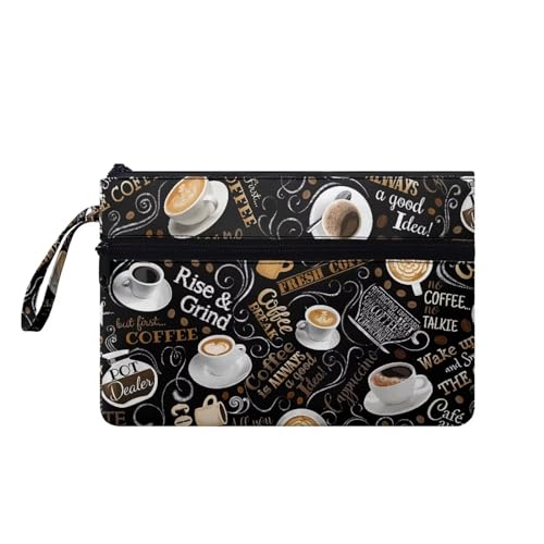 Suhoaziia Damen-Handtaschen mit Handgelenkschlaufe, Kreditkartenhalter, Reise-Organizer, Geldbörse, leichte Kosmetiktasche, coffee, Medium von Suhoaziia