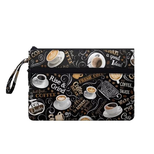 Suhoaziia Damen-Handtaschen mit Handgelenkschlaufe, Kreditkartenhalter, Reise-Organizer, Geldbörse, leichte Kosmetiktasche, coffee, Small von Suhoaziia