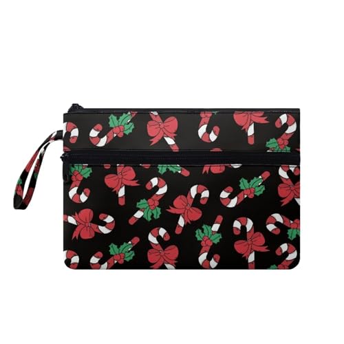 Suhoaziia Damen-Handtaschen mit Handgelenkschlaufe, Make-up-Kulturbeutel, Handyhalter, Reise-Organizer-Tasche mit Taschen, Zuckerstangen-Fliege, M von Suhoaziia