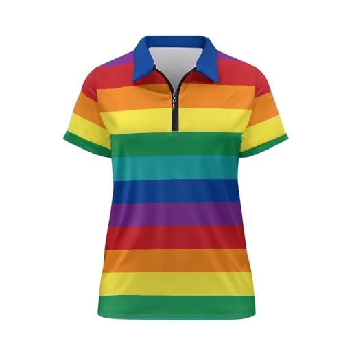Suhoaziia Damen-Poloshirt, kurzärmelig, LSF 50+, Golf-Oberteil, V-Ausschnitt, Tennis-Outfit, Fitnessstudio, Laufen, Sport, T-Shirt, Feuchtigkeitstransport, Regenbogenstreifen, XL Suhoaziia Damen-Poloshirt, kurzärmelig, LSF 50+, Golf-Oberteil, V-Ausschnitt, Tennis-Outfit, Fitnessstudio, Laufen, Sport, T-Shirt, Feuchtigkeitstransport, Regenbogenstreifen, XL von Suhoaziia